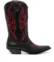 Sonora Black Embroidered Suede Western Boots