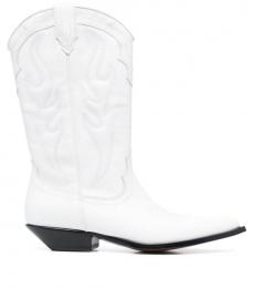 Sonora White Santa Fe Leather Western Boots