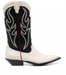 Sonora White Embroidered Suede Western Boots