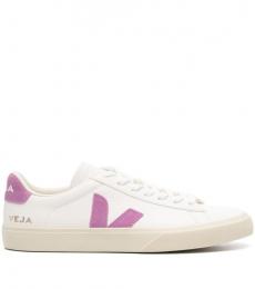 Veja White Purple Campo Leather Sneakers
