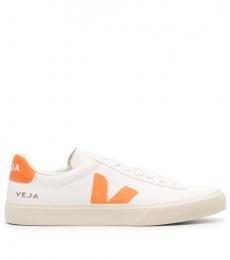 Veja White Orange Campo Leather Sneakers