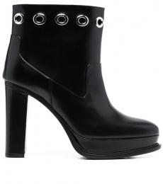 Alexander McQueen Black Leather heel ankle boots