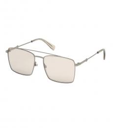 Grey Silver Rectangular Sunglasses