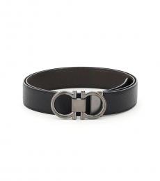 Salvatore Ferragamo Black Reversible Gancini Buckle Belt