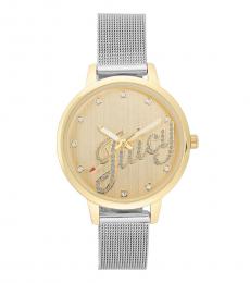 Silver Gold Dial Watch