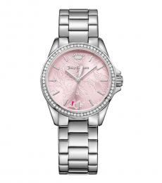 Juicy Couture Silver Pink Laguna Crystal Watch
