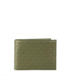 Emporio Armani Olive Green Bovine Embossed Wallet
