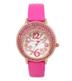 Betsey Johnson Pink Crystal Dial Watch