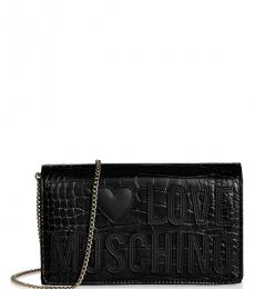 Love Moschino Black Embossed Logo Small Crossbody