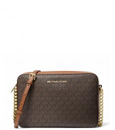 Michael Kors Dark Brown Jet Set Medium Crossbody Bag