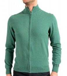 Balmain Green Wool Cashmere Full Zip Cardigan