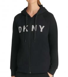 DKNY Black Sport Logo Zip Hoodie Jacket