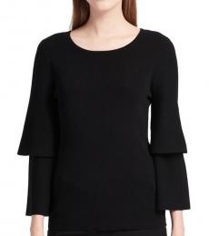 Calvin Klein Black Tiered-Sleeve Crewneck Sweater