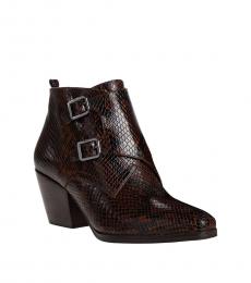 Michael Kors Dark Luggage Loni Snake Print Booties