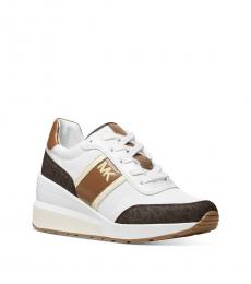 Michael Kors Brown White Mabel Canvas Sneakers
