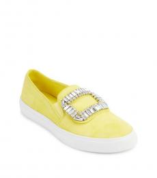 Mineral Yellow Embellished Slip on Sneakers