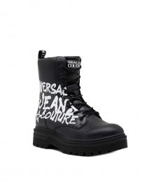 Versace Jeans Couture Black Logo Lace Up Boot