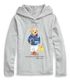 Ralph Lauren Boys Grey Beach Bear Hooded T-Shirt