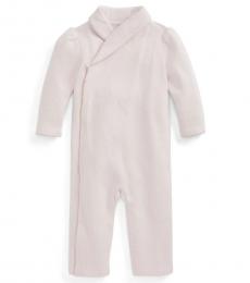 Baby Girls Delicate Pink Shawl Collar Coverall