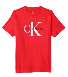 Calvin Klein Little Boys Fire Red Crewneck T-Shirt